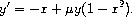 y' = -x + \mu y (1-x^2).