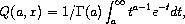 Q(a,x) = 1/\Gamma(a)\int_a^\infty t^{a-1} e^{-t} dt,