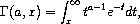 \Gamma(a,x) = \int_x^\infty t^{a-1} e^{-t} dt,